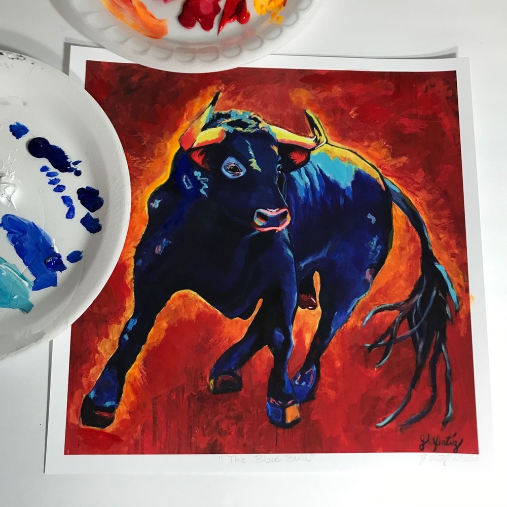 Embellished Signed Print of my famous Blue Bull